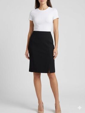 Vince Black Knee-Length Pencil Skirt with Slit